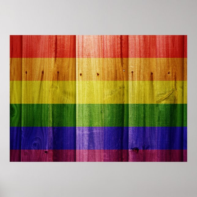 Póster Bandera del orgullo arcoiris de madera (Frente)
