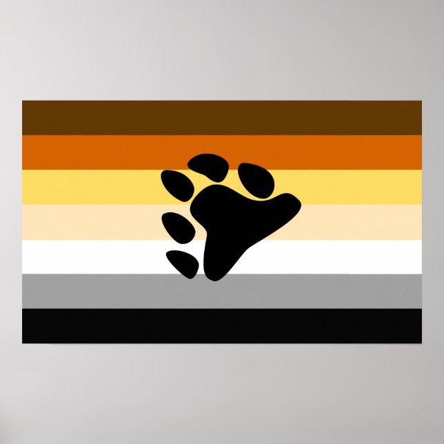 Póster Bandera del Orgullo del Oso y Paw (Frente)