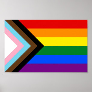 Póster Bandera del Orgullo del Progreso LGBTQ+