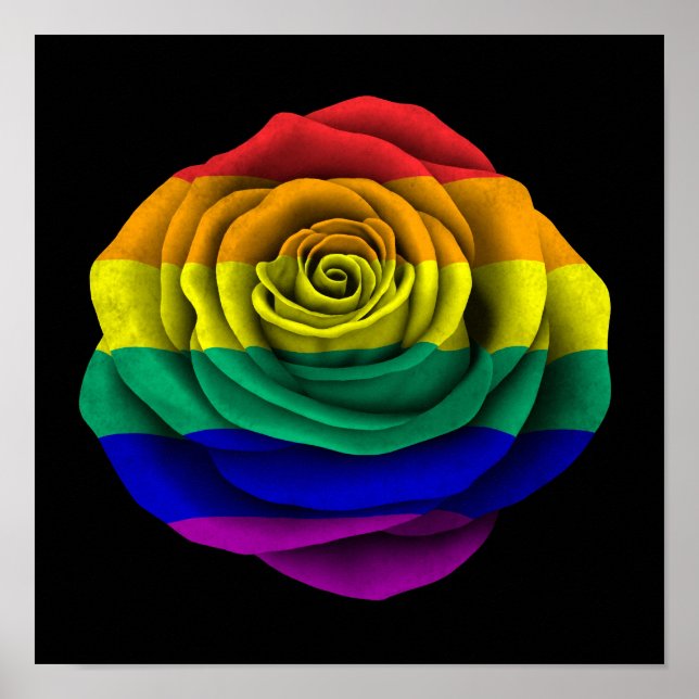 Póster Bandera del orgullo gay arcoiris en negro (Frente)