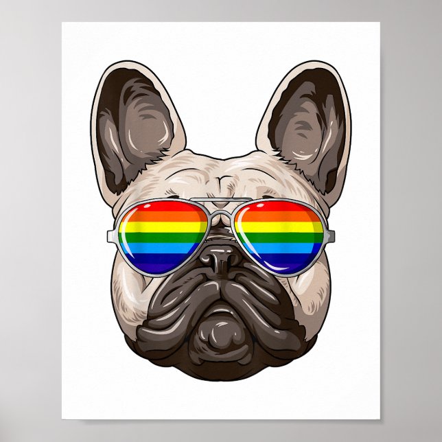 Póster Bandera del orgullo gay del Bulldog francés Arcoir (Frente)