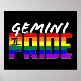 Póster Bandera del Orgullo Gemini LGBT Rótulo Zodiac