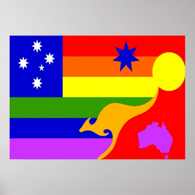 Póster Bandera del Orgullo GLBT de Australia (Frente)