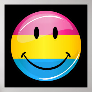 Póster Bandera del orgullo pansexual sonriente