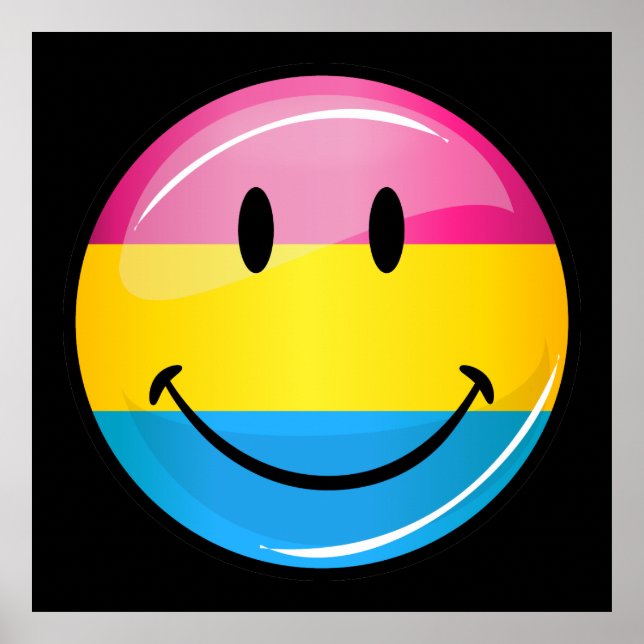 Póster Bandera del orgullo pansexual sonriente (Frente)