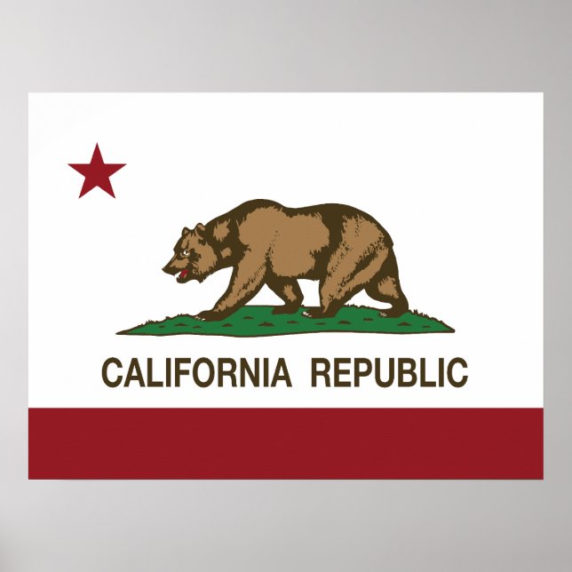 Póster Bandera del oso de la República de California (Frente)