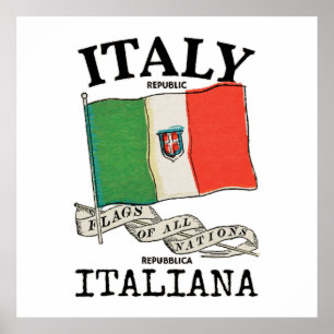 Póster Bandera del País de Italia de la Vintage