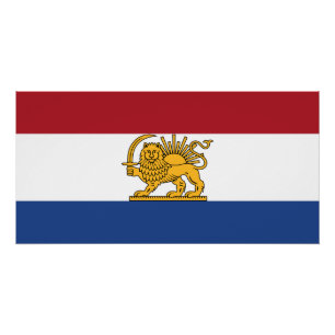 Póster Bandera del patrimonio holandés iraní del león y e