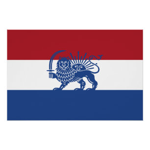 Póster Bandera del patrimonio holandés iraní del león y e