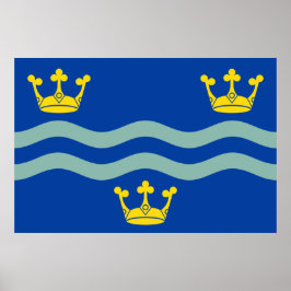 Póster Bandera del Poster de Cambridgeshire (condado del