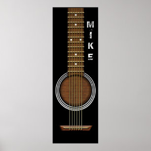 PÓSTER BANDERA DEL POSTER DE LA GUITARRA 12 X 36 DE