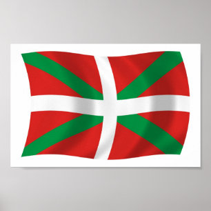 Póster Bandera del Pueblo Vasco Cartel Impreso