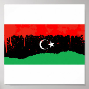 Póster Bandera del Reino de Libia estilizada