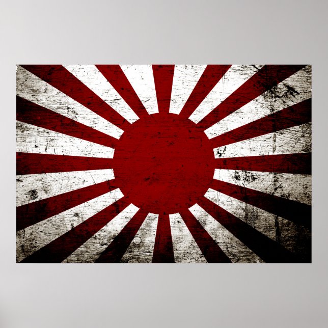 Póster Bandera del Sol Naciente de Japón negro (Frente)