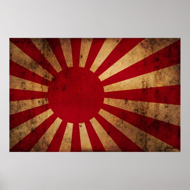 Póster Bandera del Sol Naciente Japonés (angustiada) (Frente)