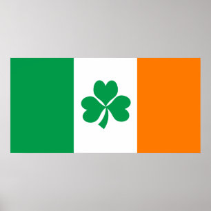 Póster Bandera del trébol de Irlanda