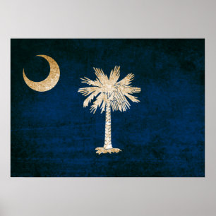 Póster Bandera del vintage de Carolina del Sur