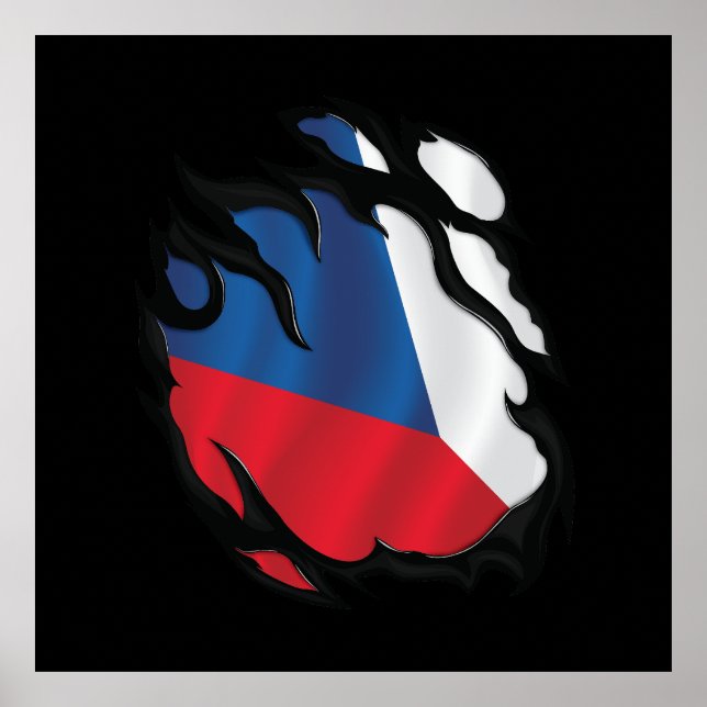 Póster Bandera Desgarrada de la República Checa (Frente)