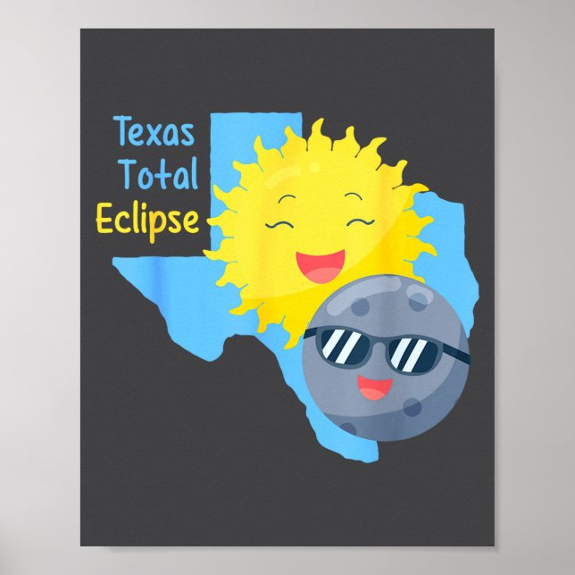 Póster Bandera divertida de Texas Eclipse Solar Total (Frente)