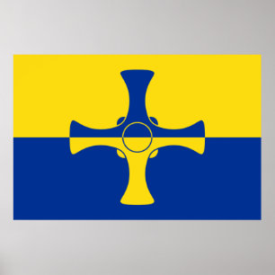 Póster Bandera Durham (condado de Inglaterra, Reino Unido