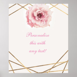 Póster Bandera elegante floral rosa y dorada para despedi