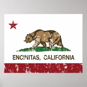 Póster Bandera Encinitas del estado de California