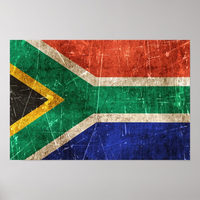 Póster Bandera envejecida y destartalada de Sudáfrica (Frente)