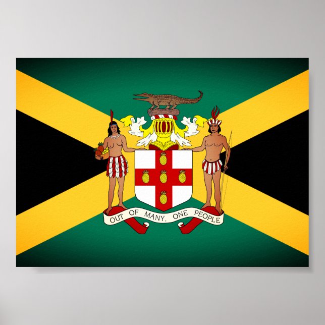 Póster Bandera/Escudo de armas de Jamaica (Frente)
