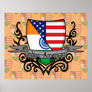 Póster Bandera Escudo indio-estadounidense