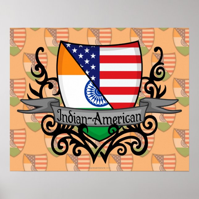 Póster Bandera Escudo indio-estadounidense (Frente)