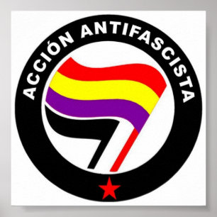 Póster Bandera española antifascista de acción antifascis