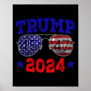 Póster Bandera estadounidense 2024 45 47 Sungles Trump 20