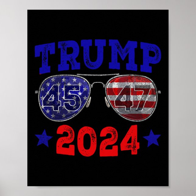 Póster Bandera estadounidense 2024 45 47 Sungles Trump 20 (Frente)