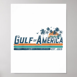 Póster Bandera Estadounidense 2025 Del Golfo Retro De Est