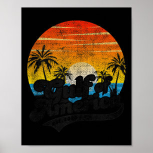 Póster Bandera Estadounidense 2025 Del Golfo Retro De Est