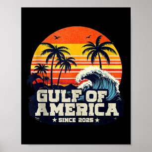 Póster Bandera Estadounidense 2025 Del Golfo Retro De Est