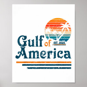 Póster Bandera Estadounidense 2025 Del Golfo Retro De Est