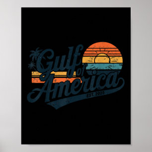 Póster Bandera Estadounidense 2025 Del Golfo Retro De Est