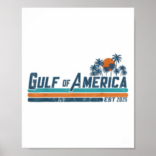 Póster Bandera Estadounidense 2025 Del Golfo Retro De Est