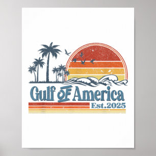 Póster Bandera Estadounidense 2025 Del Golfo Retro De Est