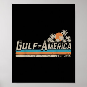 Póster Bandera Estadounidense 2025 Del Golfo Retro De Est