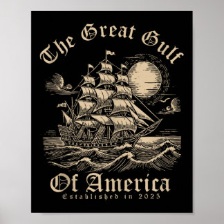 Póster Bandera Estadounidense 2025 Del Golfo Retro De Est