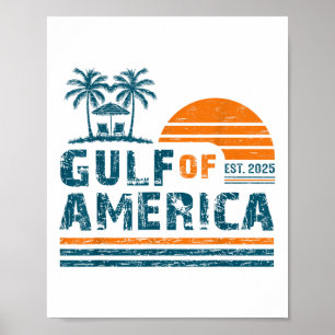 Póster Bandera Estadounidense 2025 Del Golfo Retro De Est