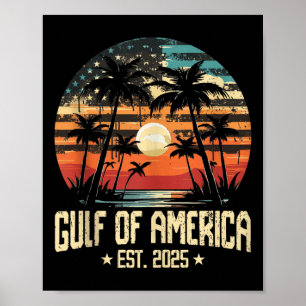 Póster Bandera Estadounidense 2025 Del Golfo Retro De Est