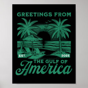 Póster Bandera Estadounidense 2025 Del Golfo Retro De Est