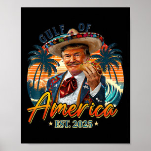 Póster Bandera Estadounidense 2025 Del Golfo Retro De Est