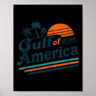 Póster Bandera Estadounidense 2025 Del Golfo Retro De Est