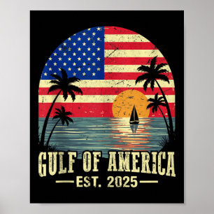 Póster Bandera Estadounidense 2025 Del Golfo Retro De Est