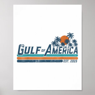 Póster Bandera Estadounidense 2025 Del Golfo Retro De Est