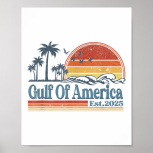 Póster Bandera Estadounidense 2025 Del Golfo Retro De Est